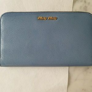 Miu Miu  Madras Light Blue Continental Wallet
